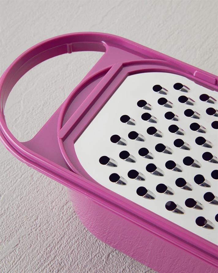 Lily Plastic With Container Grater 23 cm Pink