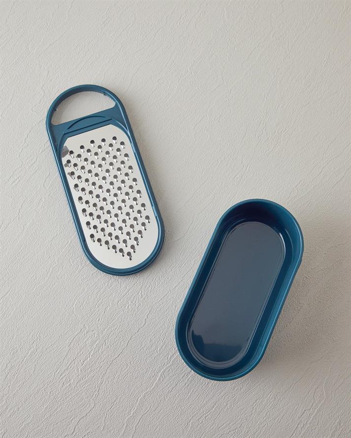 Lily Plastic With Container Grater 23 cm Blue