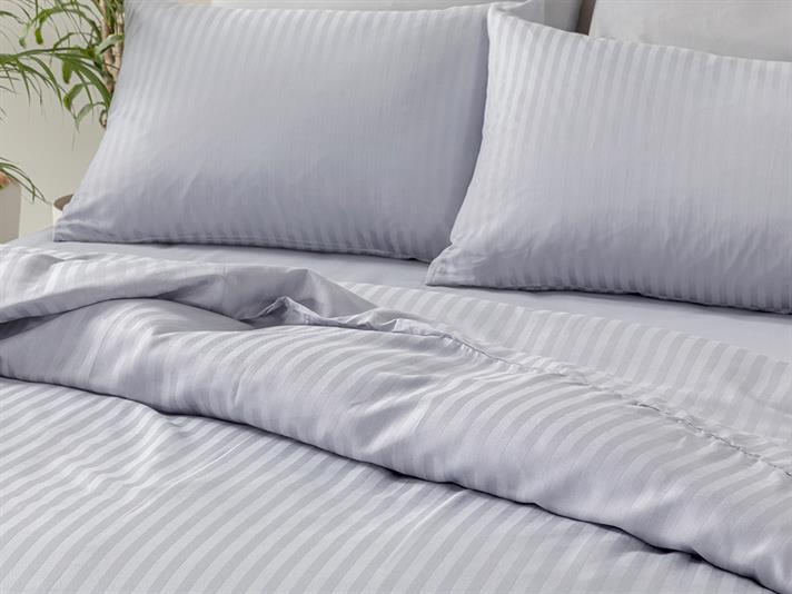 Crystal Set Lenjerie De Pat Single - Set Lenjerie De Pat Bumbac & Viscoză | English Home, 160 x 220 cm, Albastru