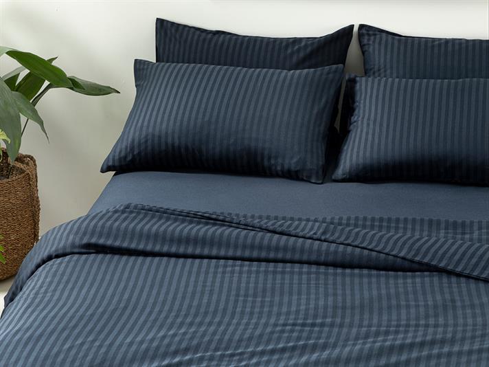 cristal  Twill mătăsos  King Size  SET LENJERIE DE PAT 240x220 cm Midnight Blue