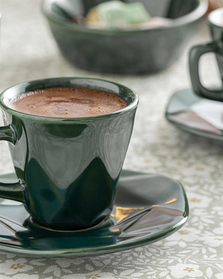 Cristallo Set De Cești De Cafea 4 Bucăți Pentru 2 Persoane, Silicon, 100 Ml, Crem-Roșu