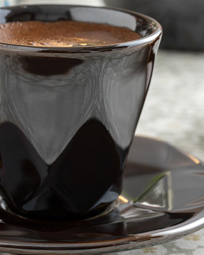 Cristallo Silicone 4 Parça 2 Kişilik Coffee Cup Set 100 ml Brown