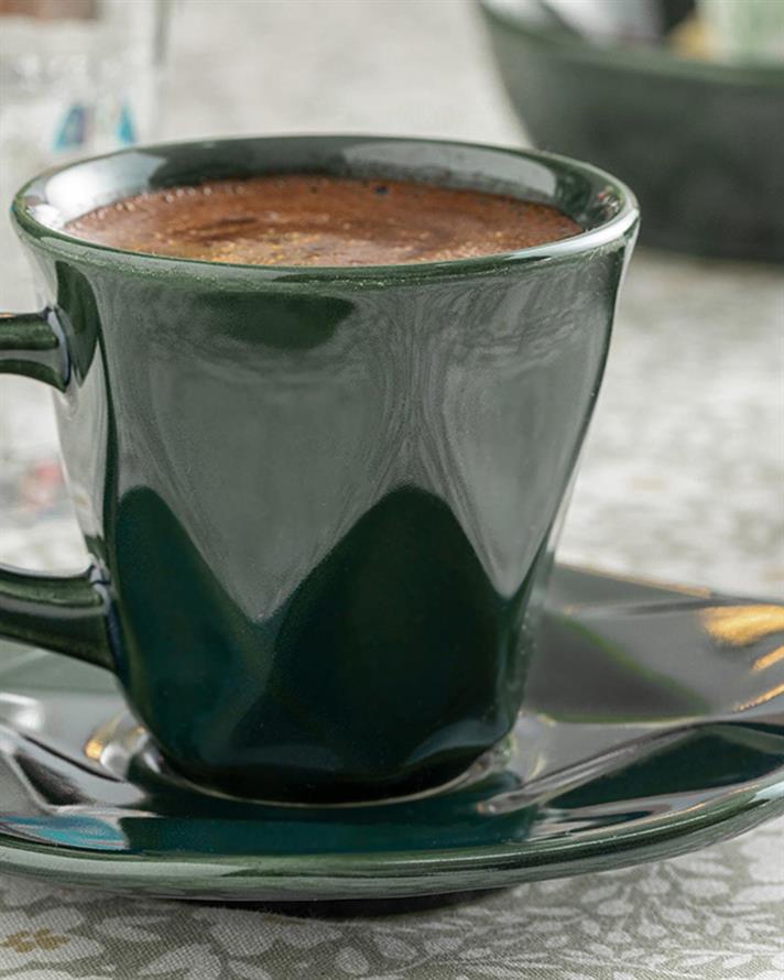 Cristallo Set De Cești De Cafea 4 Bucăți Pentru 2 Persoane, Silicon, 100 Ml, Crem-Roșu