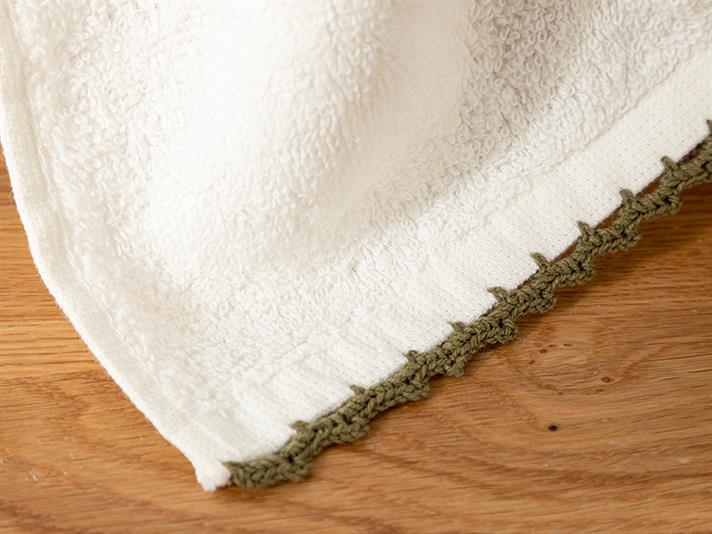 Croshet Line Cottony Cu Croșetat Prosop De Mâını 30X40 Cm Ecru-Verde