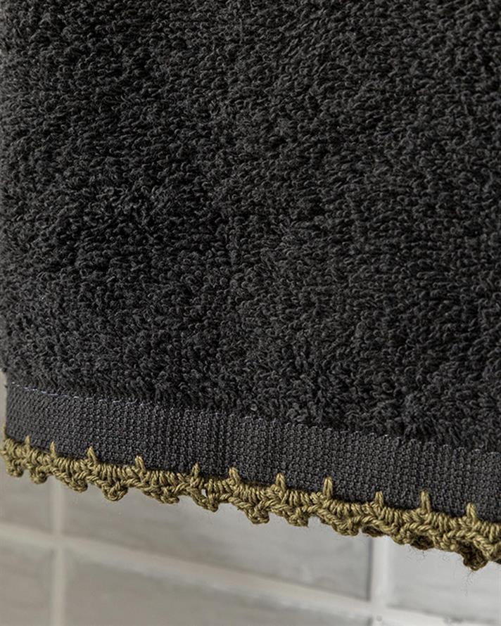Croshet Line Cu Bumbac Croșetat Prosop De Față 50x70 cm Antracit - Verde