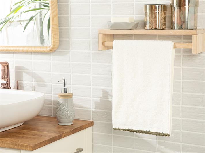 Prosop de fata, Croshet Line, bumbac, 50x70 cm, ecru-verde