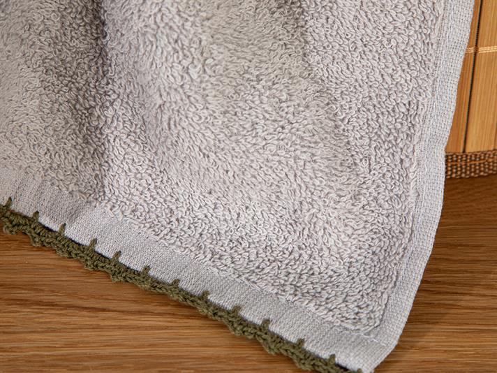 Croshet Line Cottony with crochet Hand Towel 30x40 cm Gray-Green