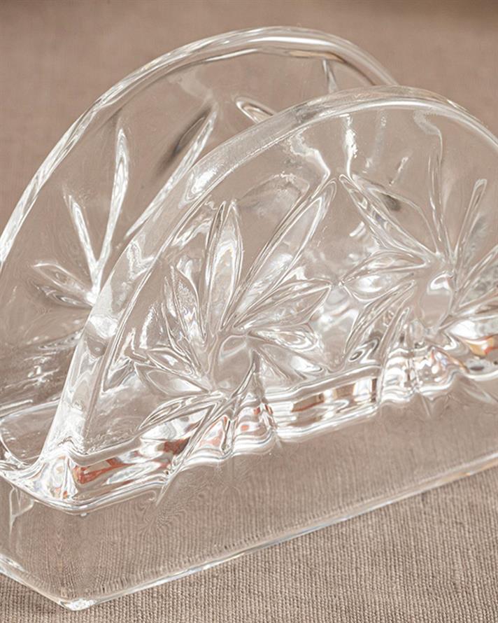 Cross Glass Napkin Holder 13x9 cm Transparent