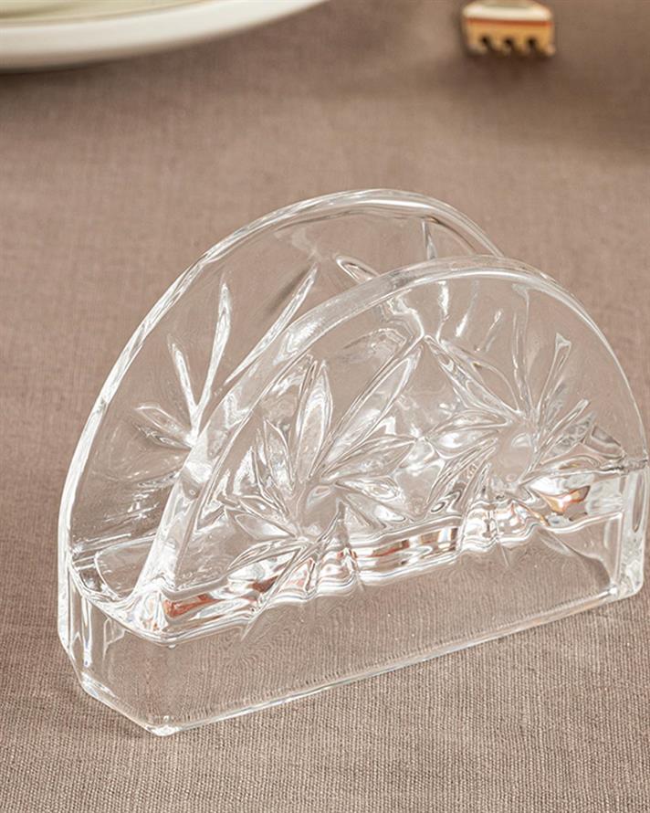 Cross Glass Napkin Holder 13x9 cm Transparent