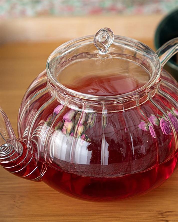 Crumpled Borosilicate Glass Pot 750 ml Transparent