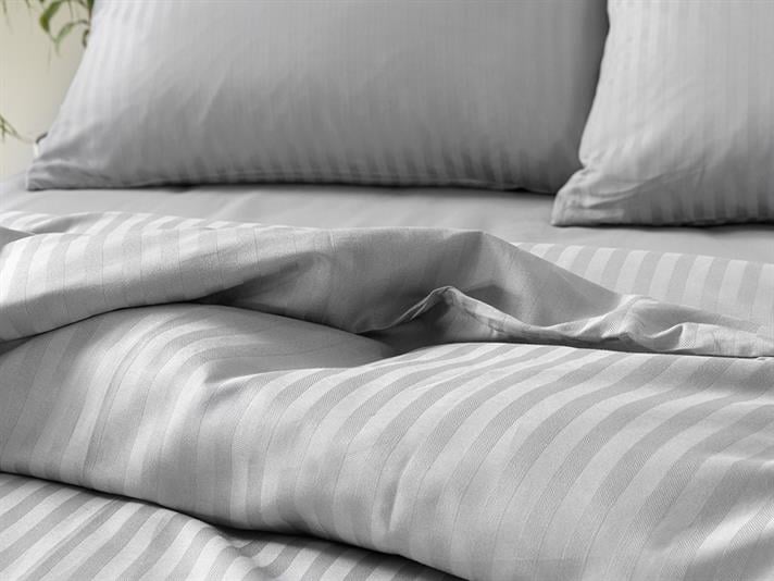 Crystal Set Lenjerie De Pat Dublu - Set Lenjerie De Pat Bumbac & Viscoză | English Home, 200 x 220 cm, Gri