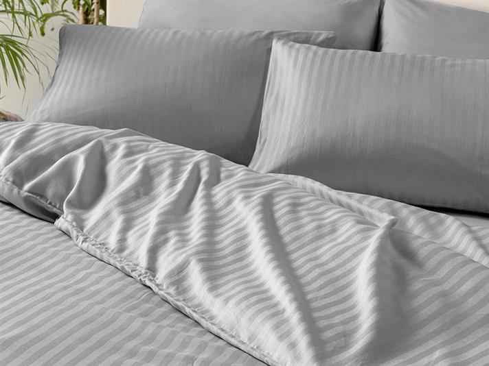 Lenjerie de pat completă pentru o persoană, Crystal, bumbac-viscoză, 160x220 cm/ 100X200 cm/ 50x70 cm, Gri