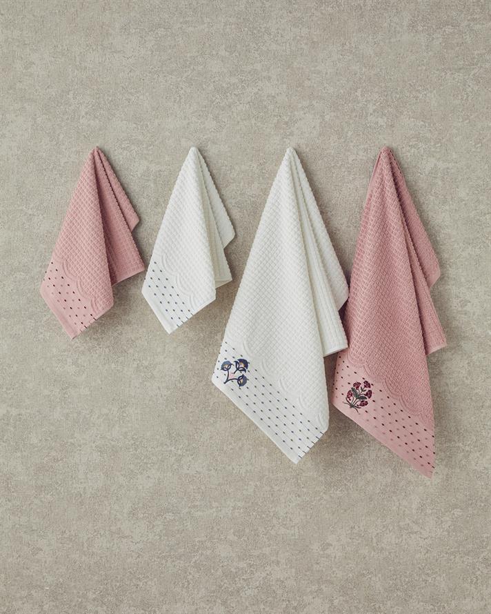 Cu Bumbac Bordurat Prosop De Mâini 30x45 cm Roz