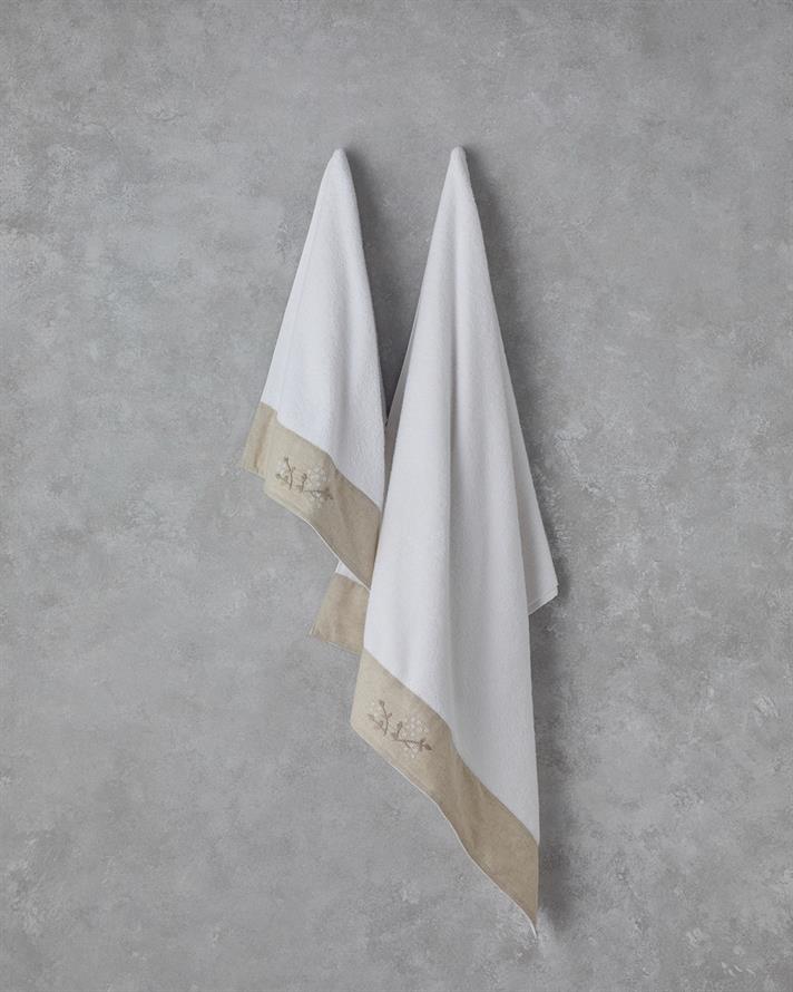 Flower Bud Cu Bumbac Brodat Prosop De Baie 90x150 cm Alb