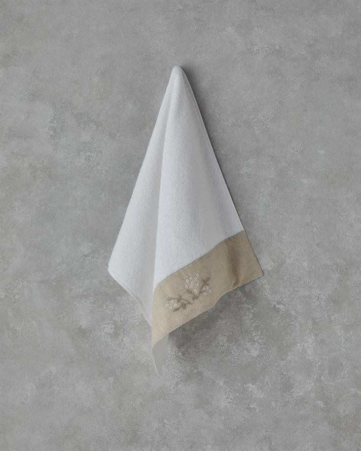 Flower Bud Cu Bumbac Brodat Prosop De Față 50x90 cm Alb