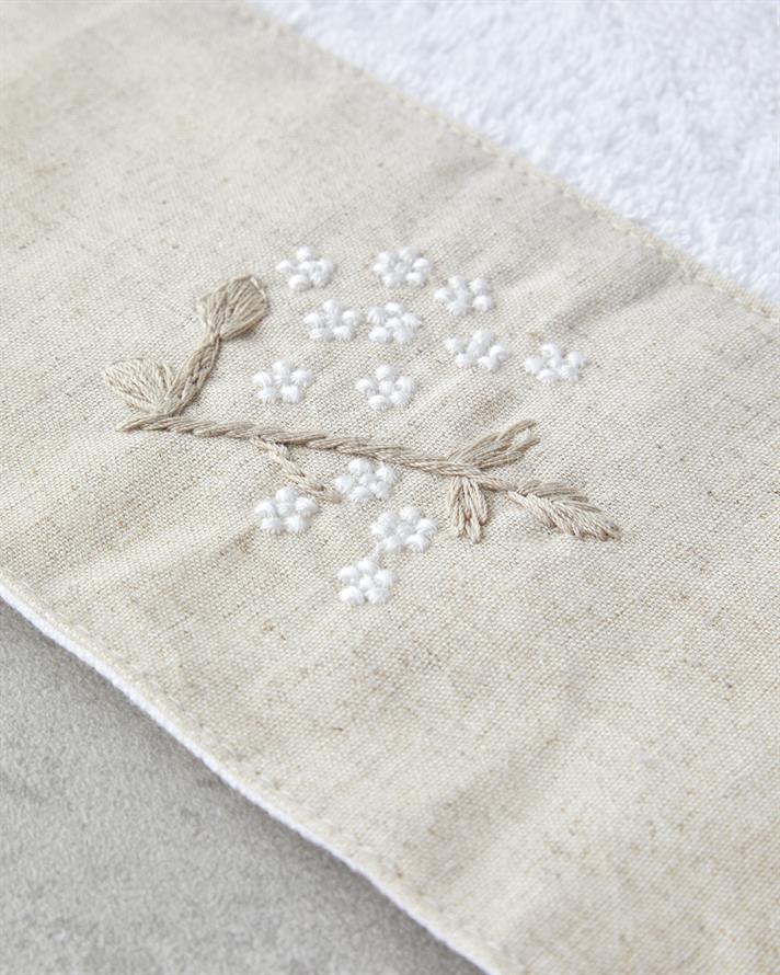 Flower Bud Cu Bumbac Brodat Prosop De Mâini 30x50 cm Alb
