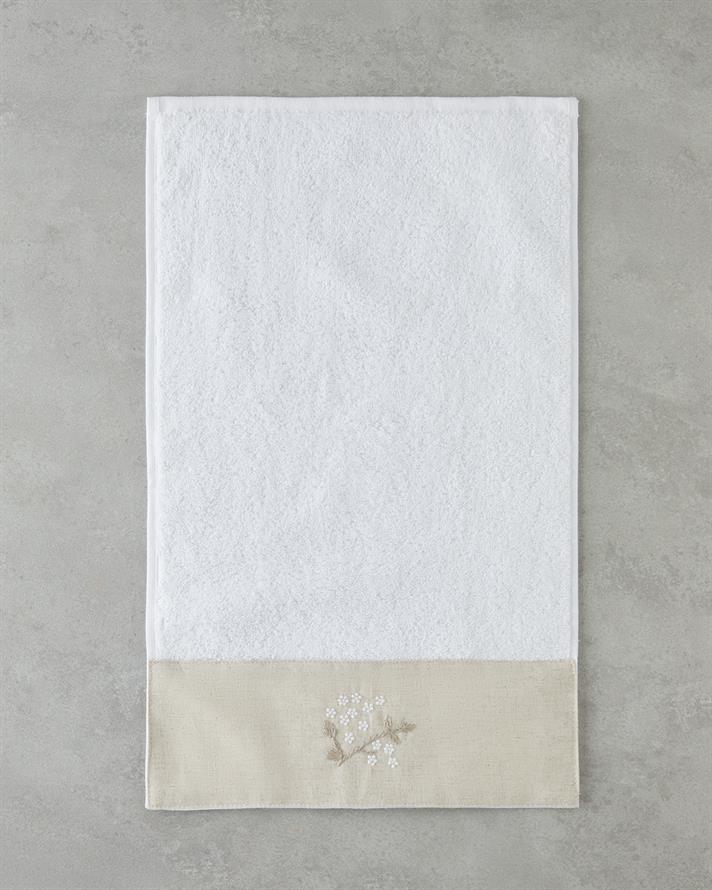 Flower Bud Cu Bumbac Brodat Prosop De Mâini 30x50 cm Alb