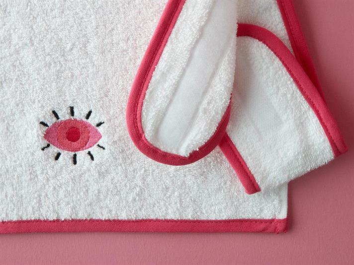 Cu Bumbac Brodat Set De Prosoape 30x45 cm Ecru - Roz