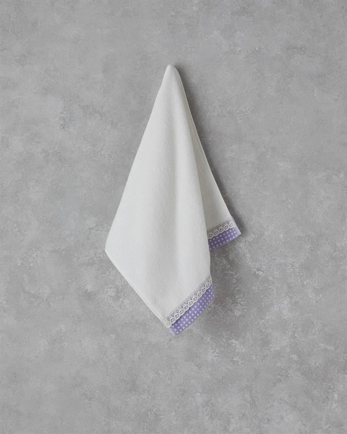 Petite Checked Cu Bumbac Croșetat Prosop De Față 50x80 cm Ecru - Lila