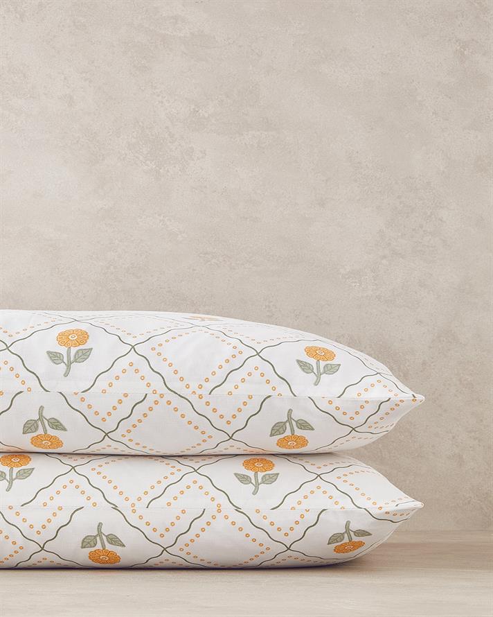 Set 2 fete de perna, Ornament Blossom, bumbac, 50x70 cm, verde-galben