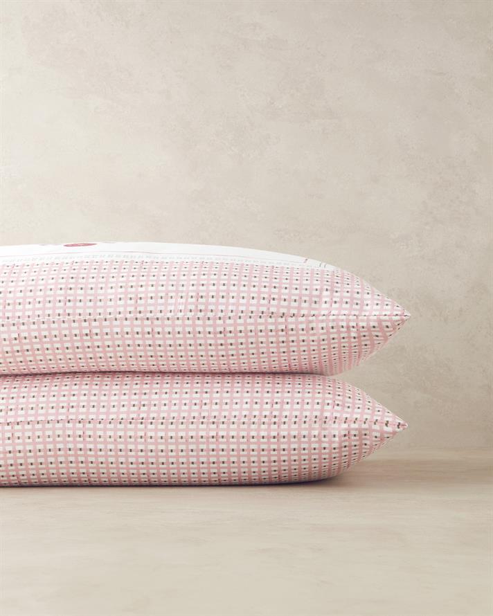 Set 2 fete de perna, Floral Grid, bumbac, 50x70 cm, roz prafuit