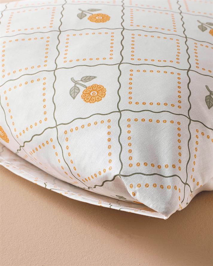 Set 2 fete de perna, Ornament Blossom, bumbac, 50x70 cm, verde-galben