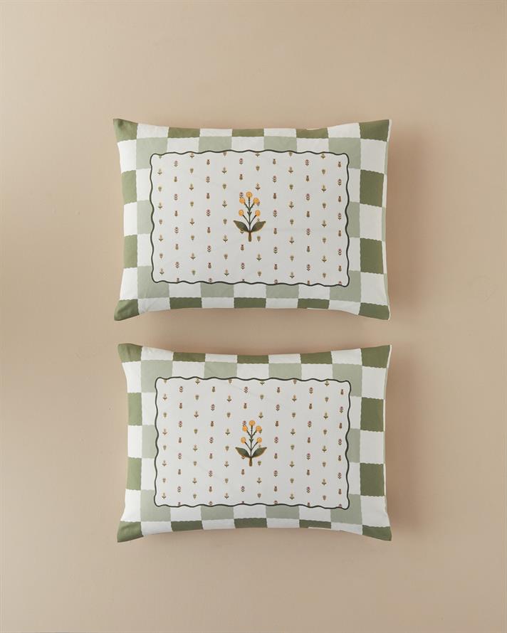 Set 2 fete de perna, Crocus Flora, bumbac, 50x70 cm, verde