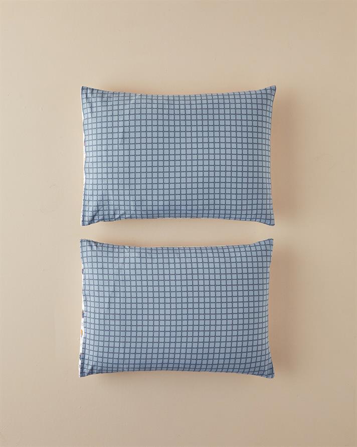 Set 2 fete de perna reversibile, Ornate Fancy, bumbac, 50x70 cm, multicolor-albastru