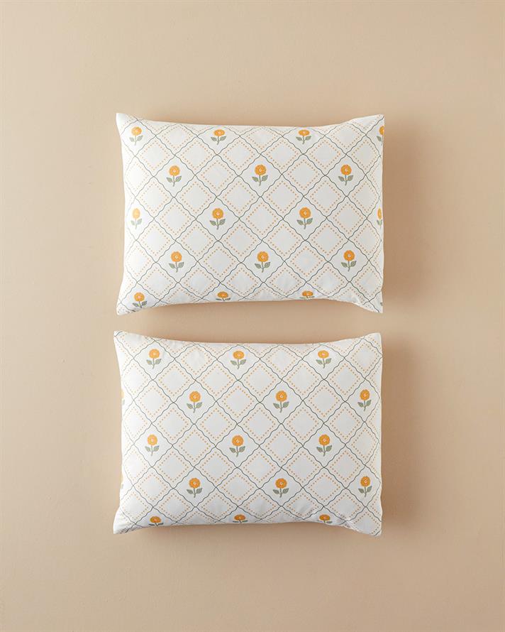 Set 2 fete de perna, Ornament Blossom, bumbac, 50x70 cm, verde-galben