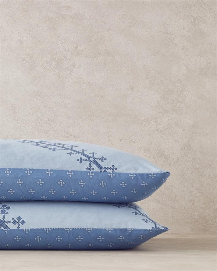 Set 2 fete de perna, Etamine Line, bumbac, 50x70 cm, bleu