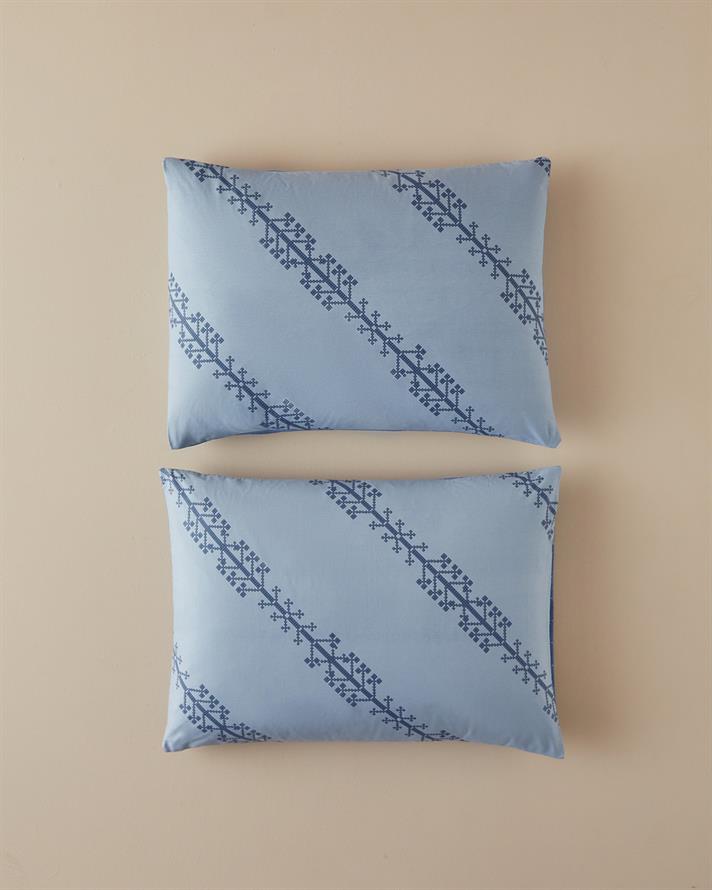 Set 2 fete de perna, Etamine Line, bumbac, 50x70 cm, bleu