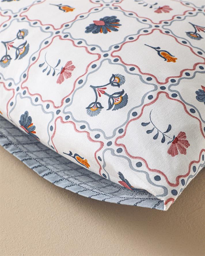 Set 2 fete de perna reversibile, Ornate Fancy, bumbac, 50x70 cm, multicolor-albastru