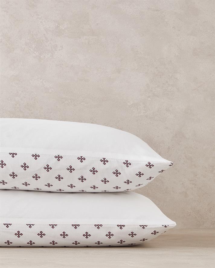 Set 2 fete de perna reversibile, Etamine Flower, bumbac, 50x70 cm, alb- roz