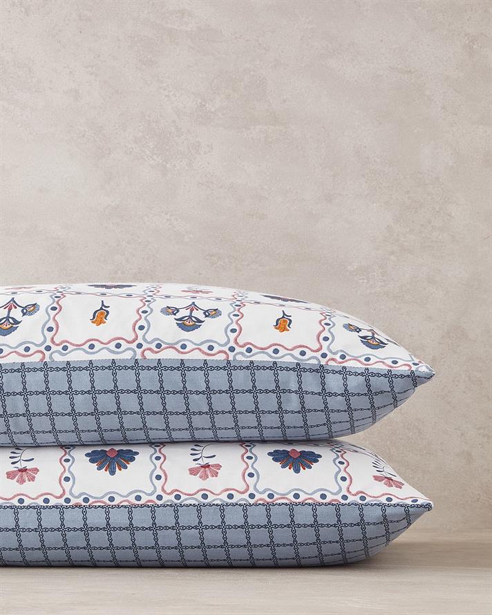 Set 2 fete de perna reversibile, Ornate Fancy, bumbac, 50x70 cm, multicolor-albastru