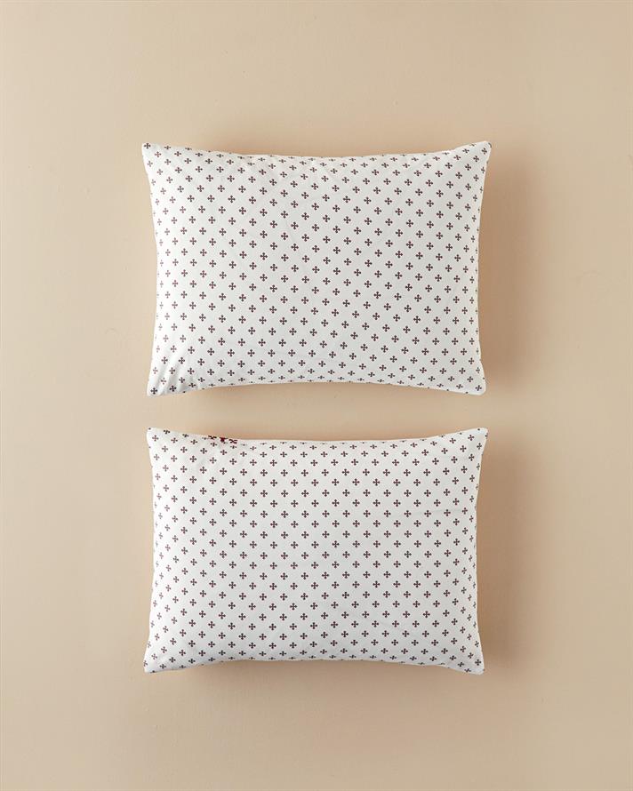 Set 2 fete de perna reversibile, Etamine Flower, bumbac, 50x70 cm, alb- roz