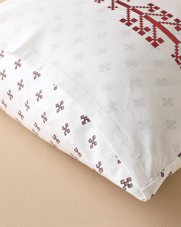 Set 2 fete de perna reversibile, Etamine Flower, bumbac, 50x70 cm, alb- roz