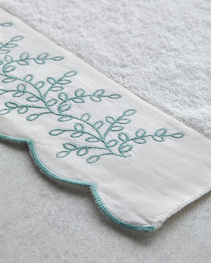 Artistic Leafy Cu Bumbac Cu Broderie Prosop De Față 50x80 cm Ecru - Verde