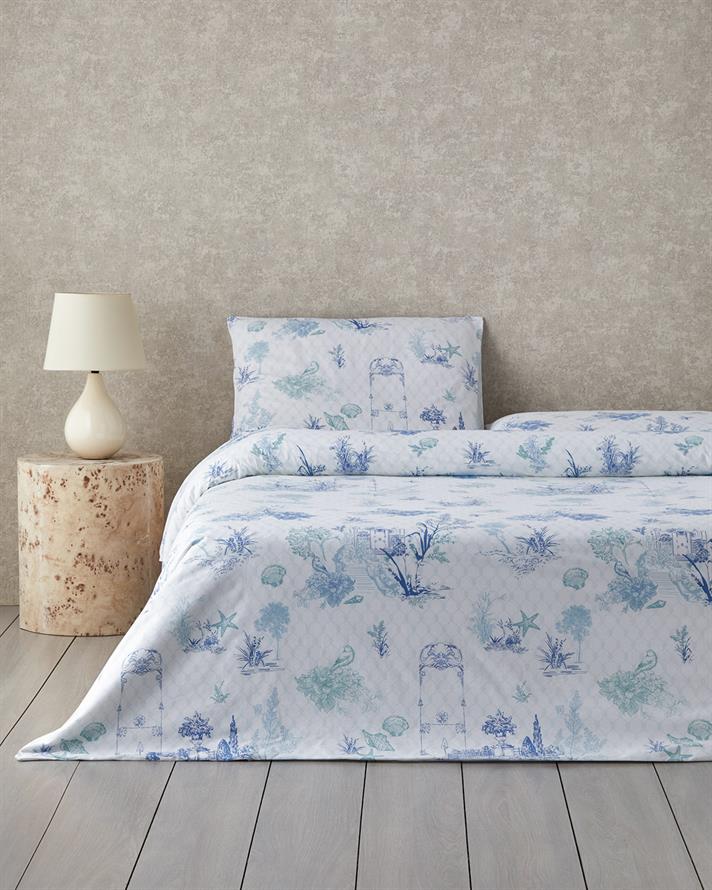 Coastal Allure Cu Bumbac Double Set Lenjerie De Pat 200x220 cm Albastru - Verde