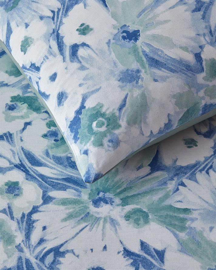 Chaotic Garden Cu Bumbac Double Set Lenjerie De Pat 200x220 cm Albastru - Verde