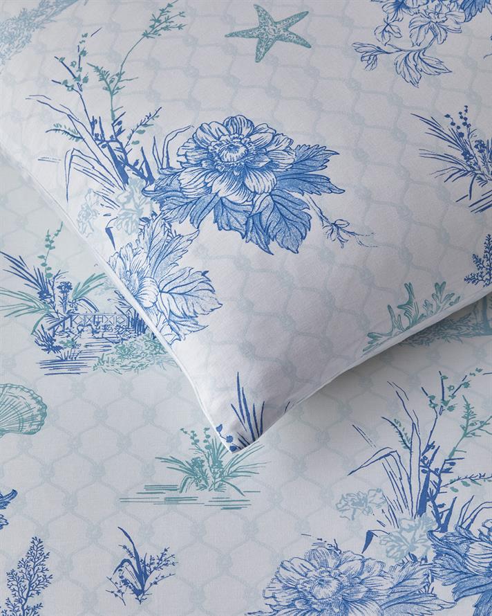 Coastal Allure Cu Bumbac Double Set Lenjerie De Pat 200x220 cm Albastru - Verde