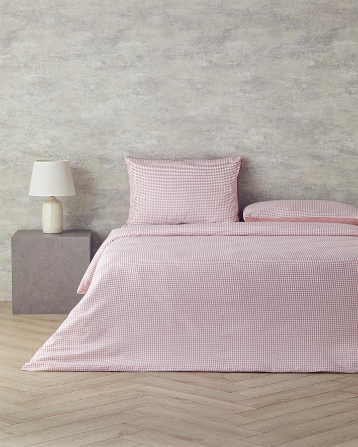 Set husa de pilota cu fete de perna, pentru doua persoane, Retro Flower, bumbac, 200x220 cm/50x70 cm, roz