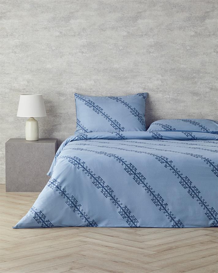 Set husa de pilota cu fete de perna, pentru doua persoane, Etamine Line, bumbac, 200x220 cm/50x70 cm, bleu