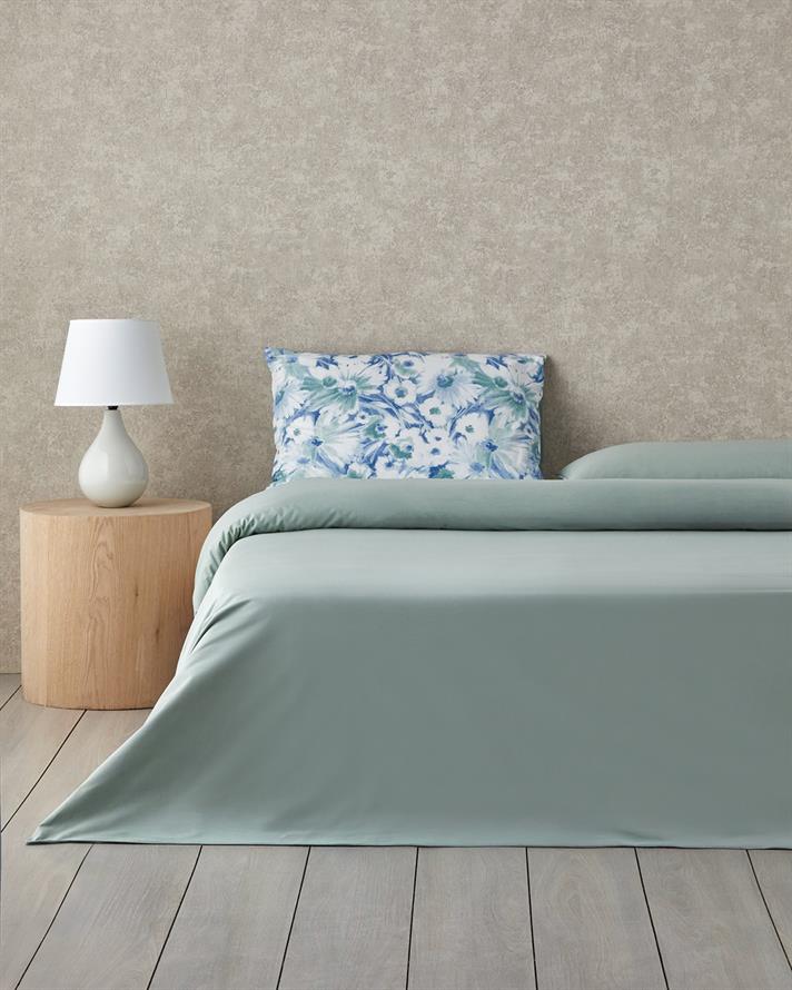 Chaotic Garden Cu Bumbac Double Set Lenjerie De Pat 200x220 cm Albastru - Verde