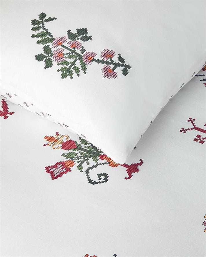 Set husa de pilota cu fete de perna, pentru doua persoane, Etamine Flower, bumbac, 200x220 cm/50x70 cm, roz