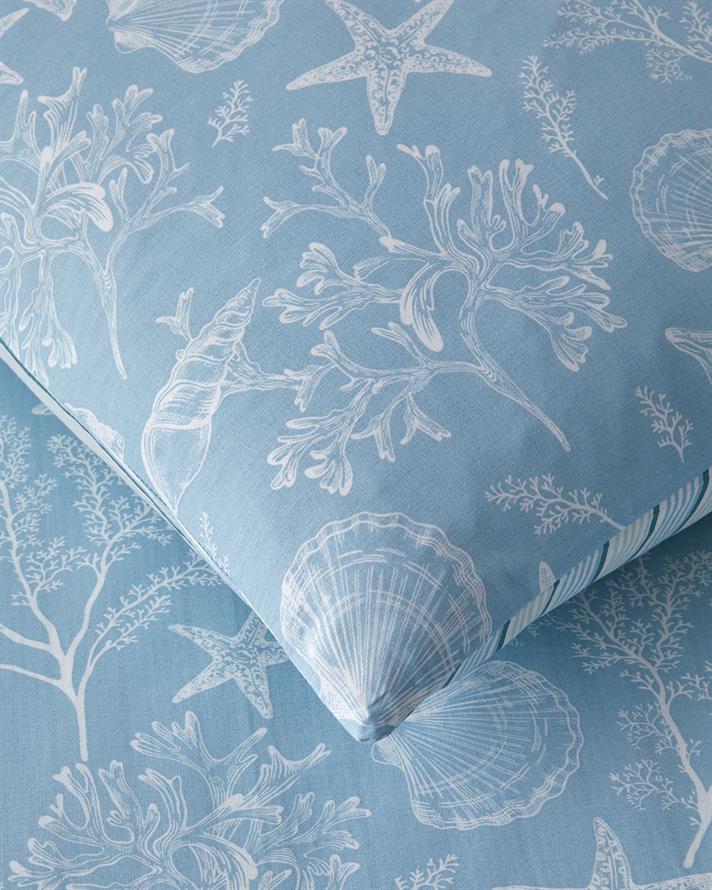 Ocean Flora Cu Bumbac Double Set Lenjerie De Pat 200x220 cm Albastru