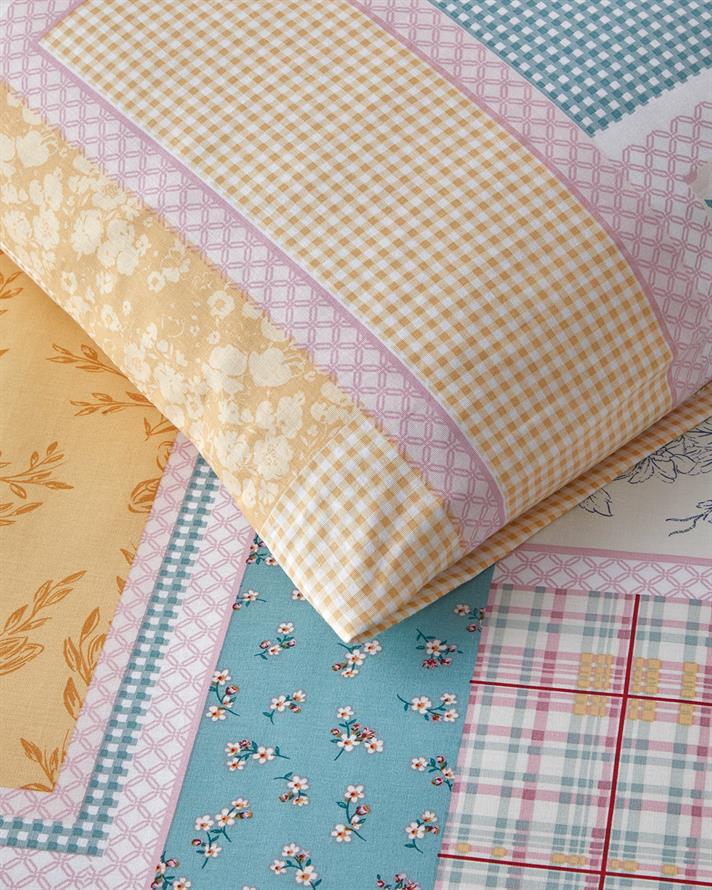 Patch Bouquet Cu Bumbac Double Set Lenjerie De Pat 200x220 cm Verde - Galben