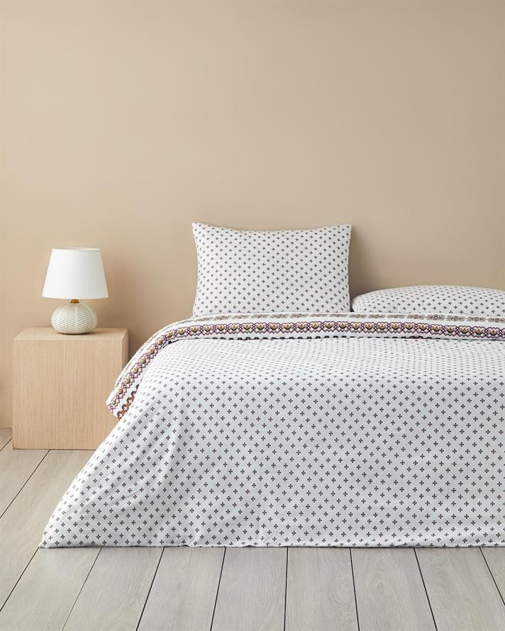 Set husa de pilota cu fete de perna, pentru doua persoane, Etamine Flower, bumbac, 200x220 cm/50x70 cm, roz