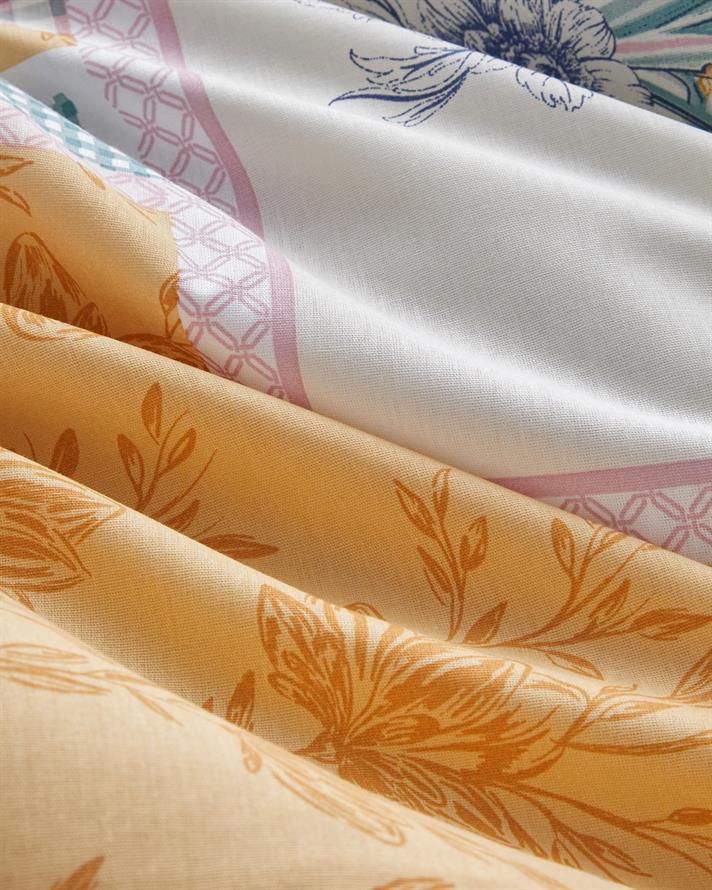 Patch Bouquet Cu Bumbac Double Set Lenjerie De Pat 200x220 cm Verde - Galben