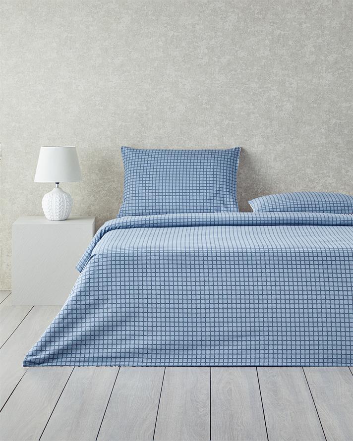 Set husa de pilota cu fete de perna, pentru doua persoane, Ornate Fancy, bumbac, 200x220 cm/50x70 cm, bleu