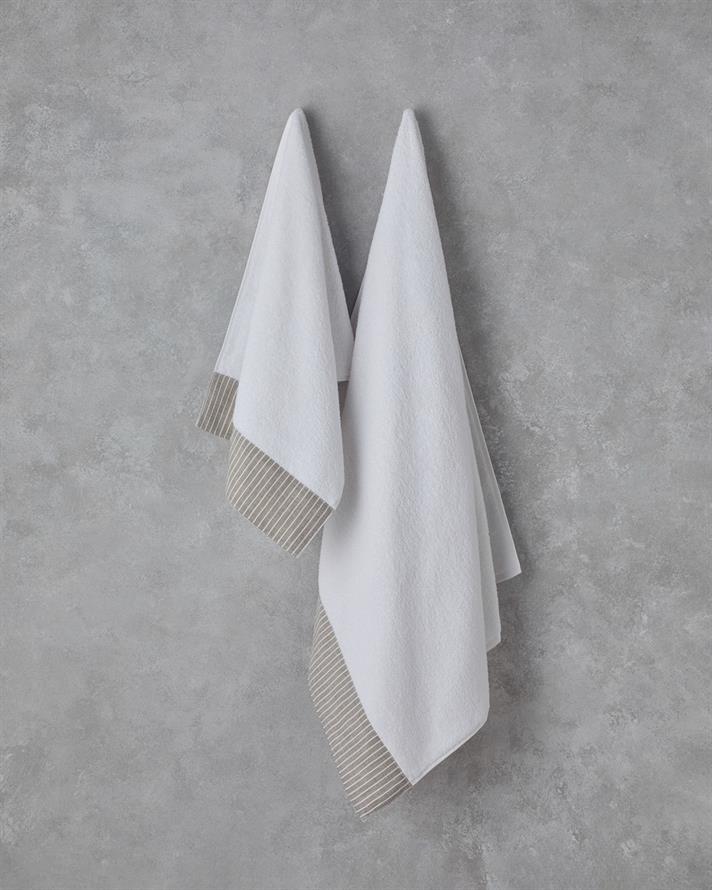 Natural Stripe Cu Bumbac Prosop De Baie 90x150 cm Alb